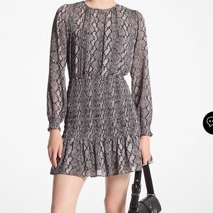 Elegant Black and Gray Snake Print Dress